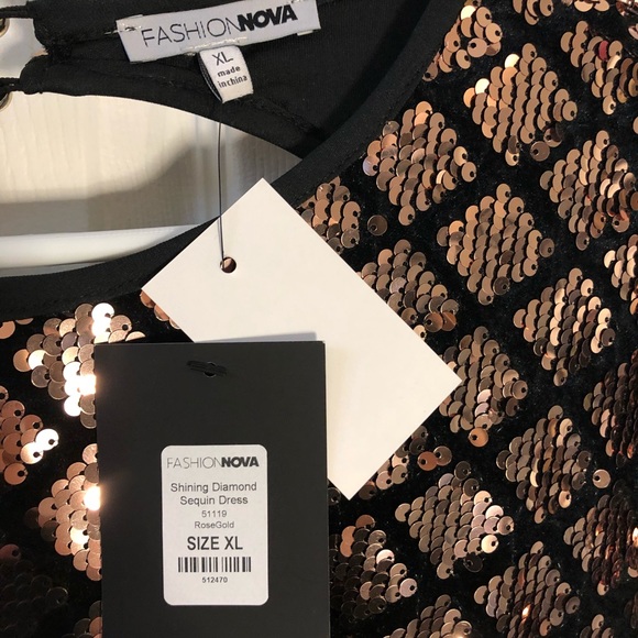 Rose Gold Diamond Seqiun Bodycon Dress NWT - Picture 4 of 9